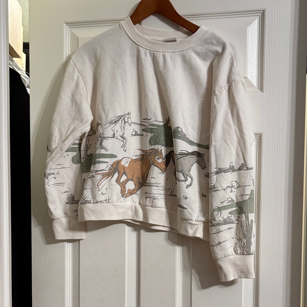 Women's Cream Horse Print Sweatshirt
